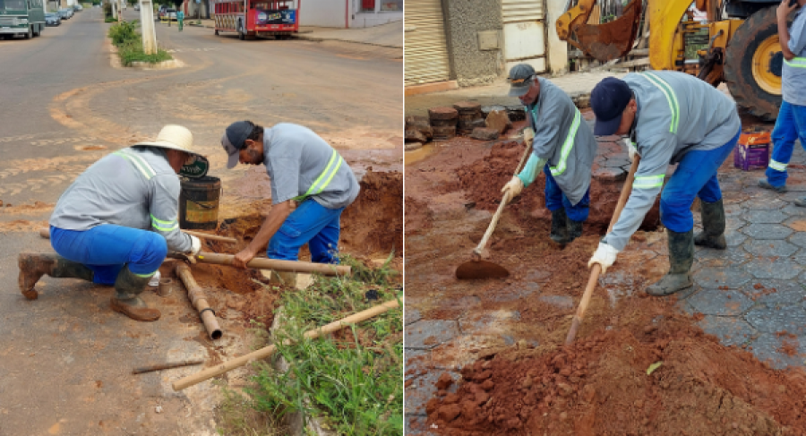 SERVIDORES DO SAAE REALIZAM REPARO DE REDES DE ÁGUA EM TRECHOS DA CIDADE