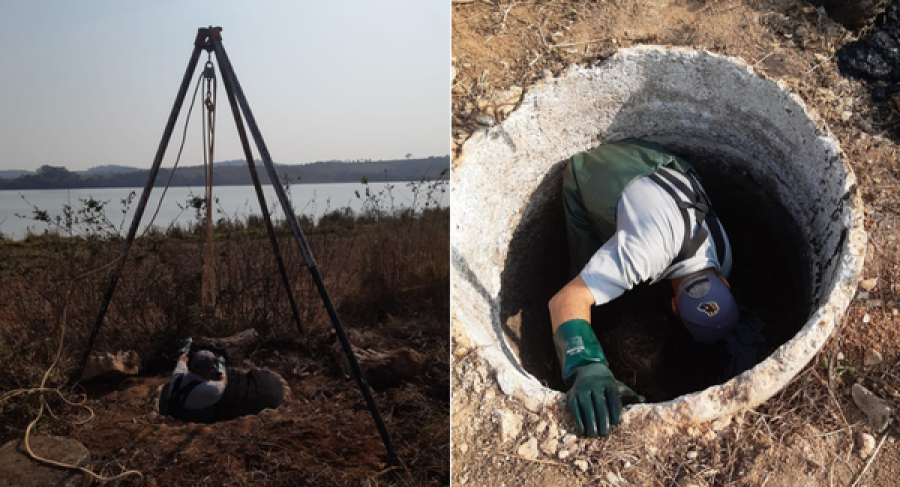 SERVIDORES DO SAAE REALIZAM MANUTENÇÃO EM QUATRO POÇOS DE VISITA LOCALIZADOS NO "PONTAL DO LAGO"