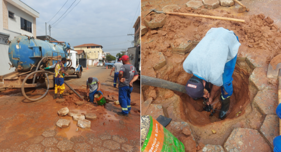 SERVIDORES DO SAAE REALIZAM REPARO DE REDE DE ÁGUA NO BAIRRO JARDIM NOVA ERA