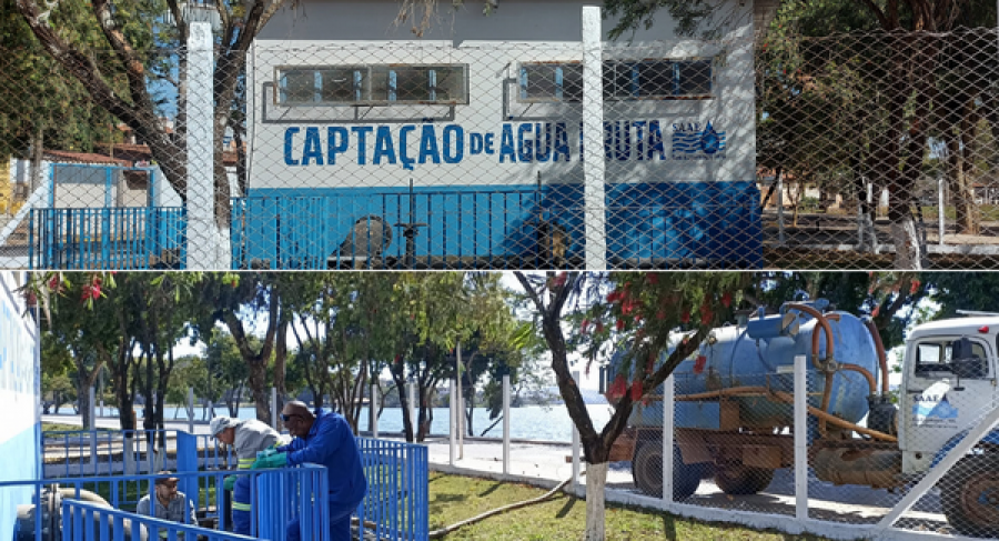 SERVIDORES DO SAAE REALIZAM MANUTENÇÃO PERIÓDICA NA CAPTAÇÃO DE ÁGUA BRUTA DO LAGO DOS ENCANTOS